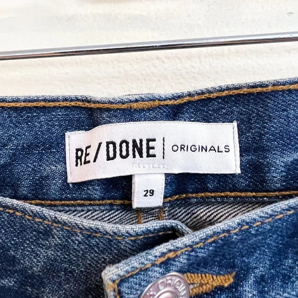 RE/DONE High Rise Skinny Classic Navy Designer Cropped Denim Jeans 29 NWT - Picture 6 of 11